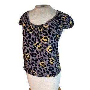 Self Esteem Animal Print Knit Top Gray Black Yellow M Medium